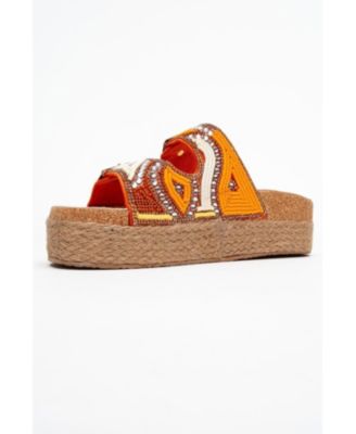 Bobby Beaded Straw Platform Slide Sandal (Women)