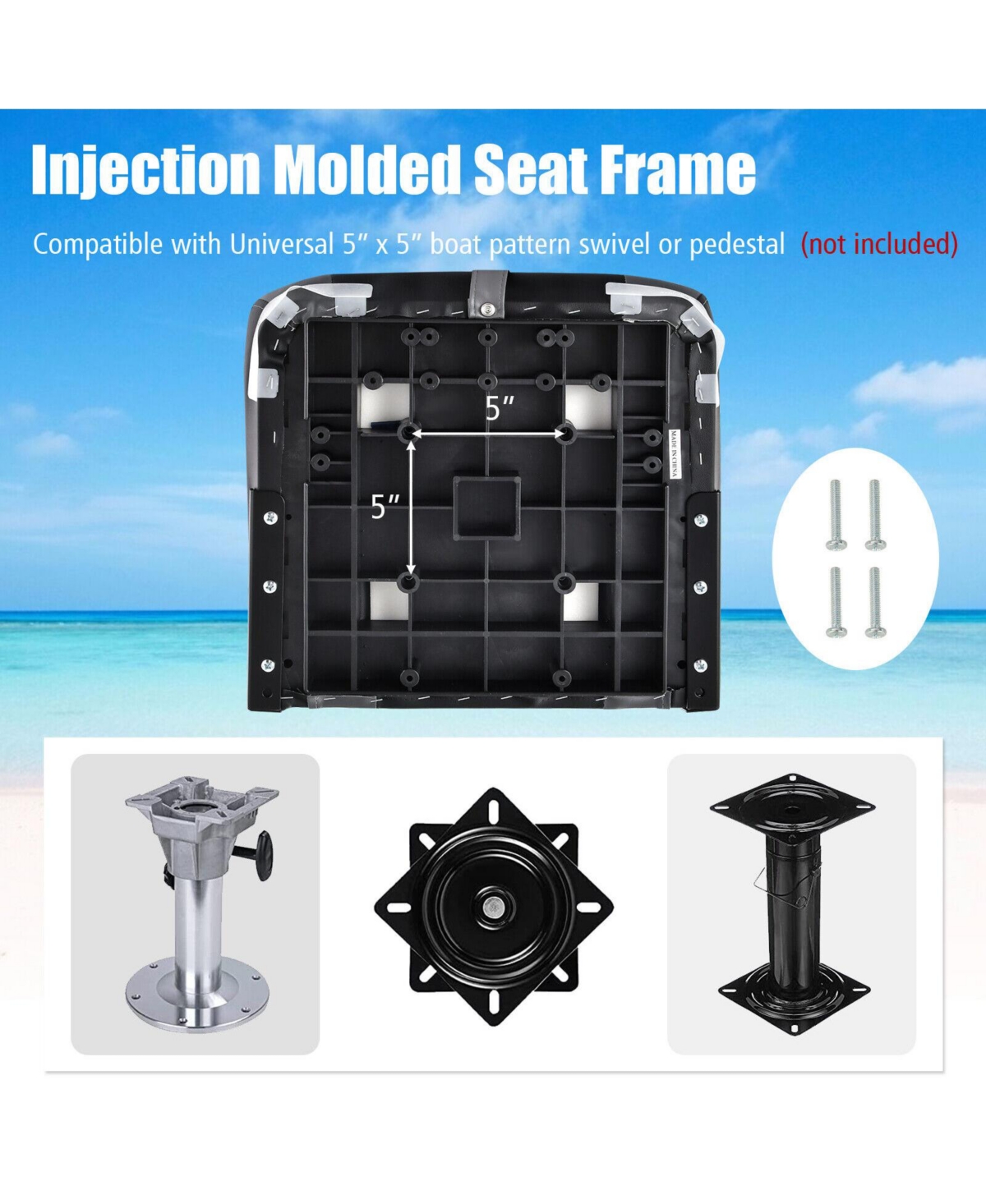 High Back Folding Boat Seat with Cushioned Sponge Padding and Flexible Hinges