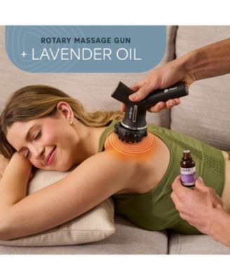 Spinergy Oil-Compatible Massage Gun – Deep Tissue Rotary Handheld Muscle Massager with 4 Heads, 6 Speeds & Lavender Oil