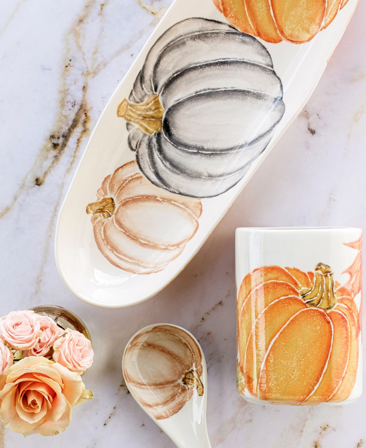 Vietri Pumpkins Narrow Oval Platter In Multi