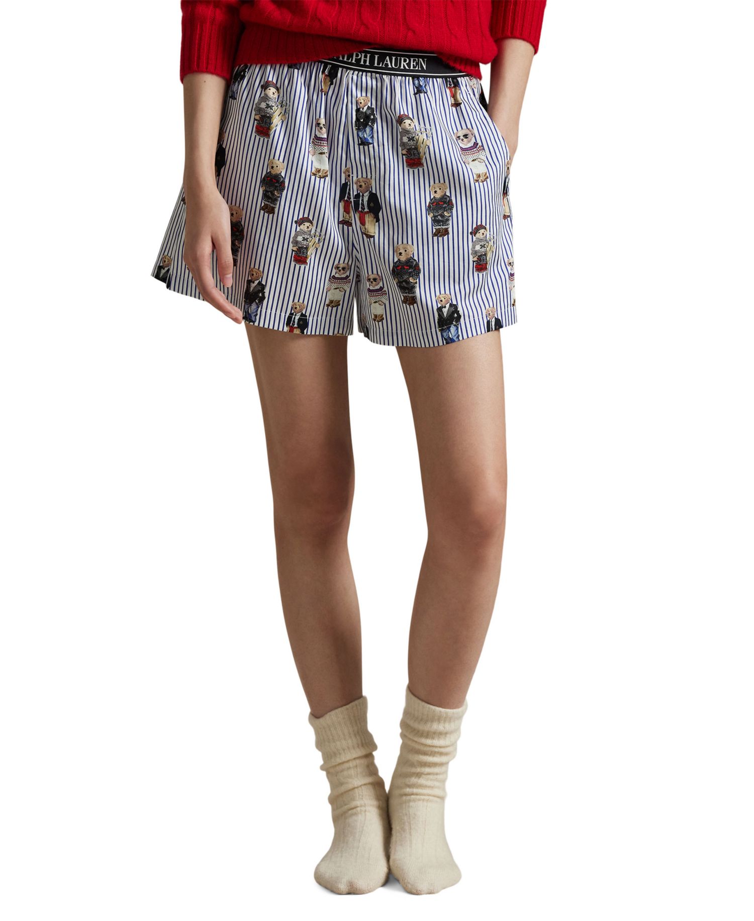 Women's All-Over Bear Striped Sleep Boxers