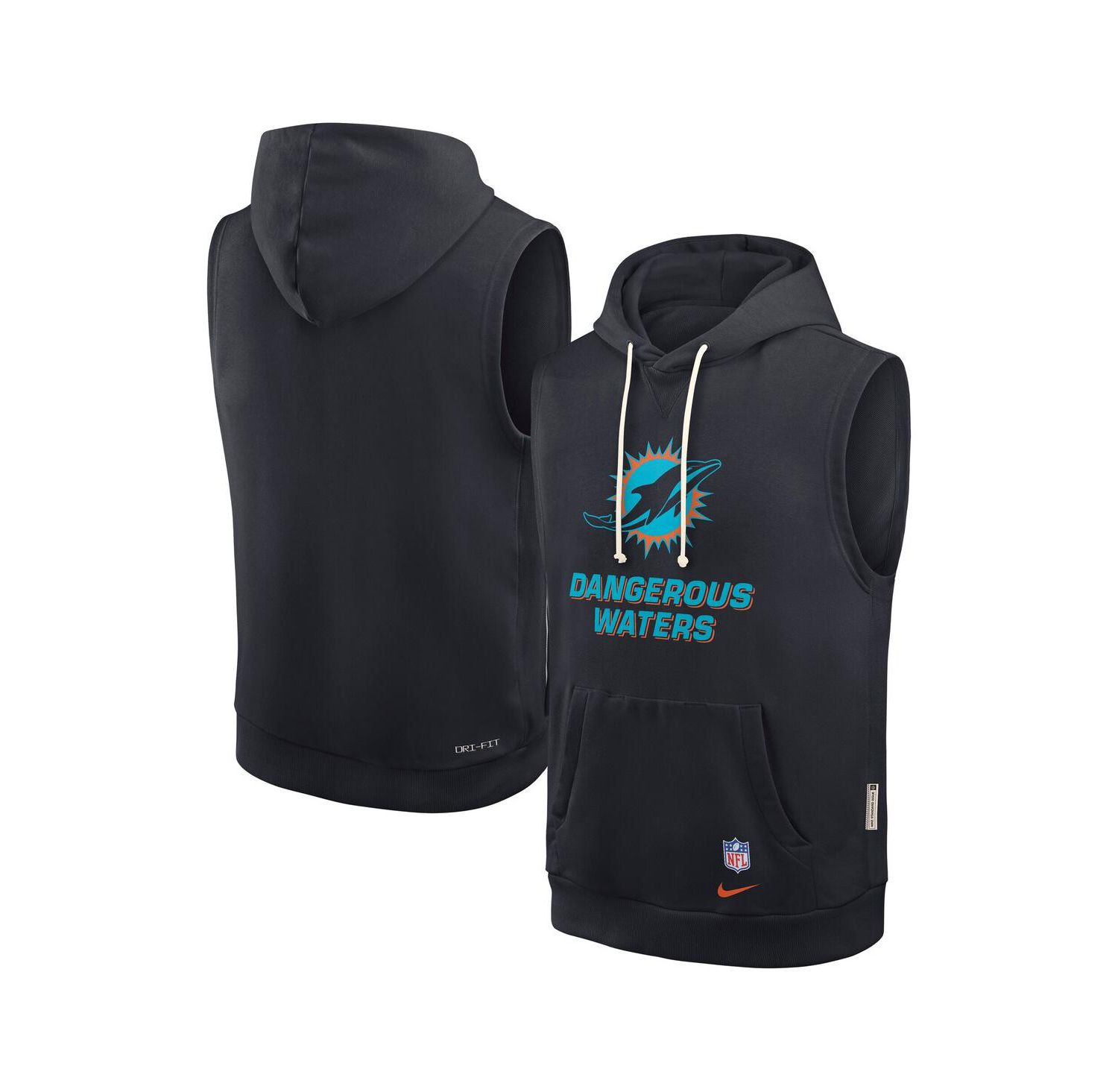 Men's Pitch Blue Miami Dolphins 2025 Rivalries Collection Standard Issue Sideline Dri-FIT Sleeveless Hoodie