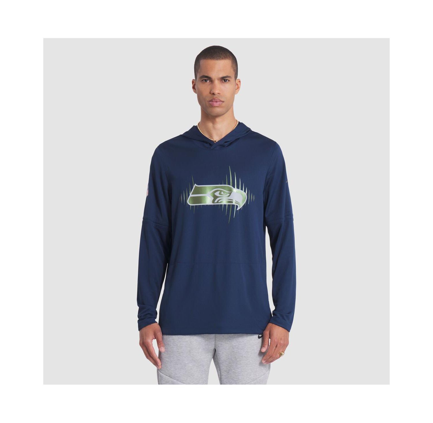 Men's College Navy Seattle Seahawks 2025 Rivalries Collection Sideline Dri-FIT Long Sleeve Hoodie T-Shirt