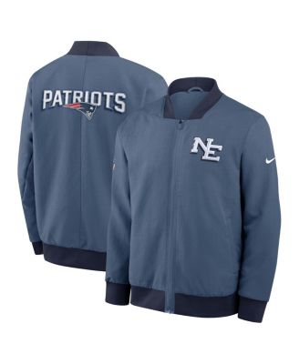 Nike - Men's Storm Blue New England Patriots 2025 Rivalries Collection Sideline Full-Zip Bomber Jacket