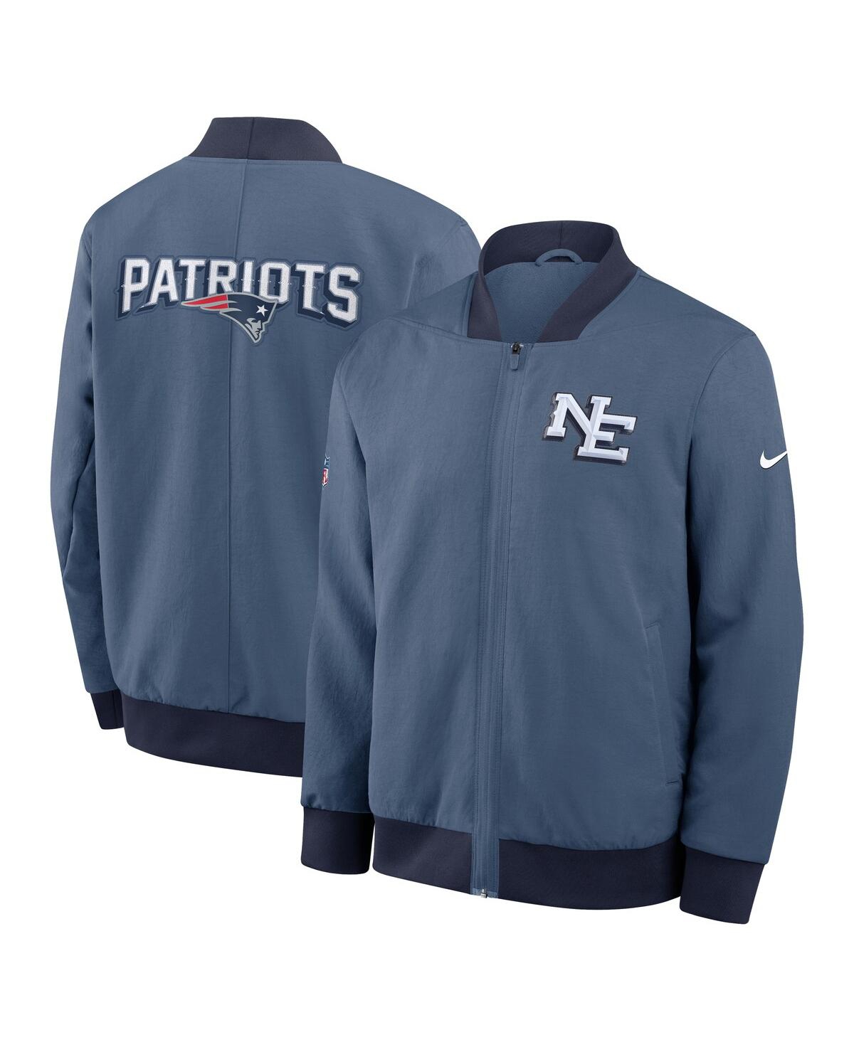 Nike Men's Storm Blue New England Patriots 2025 Rivalries Collection Sideline Full-zip Bomber Jacket In Blue