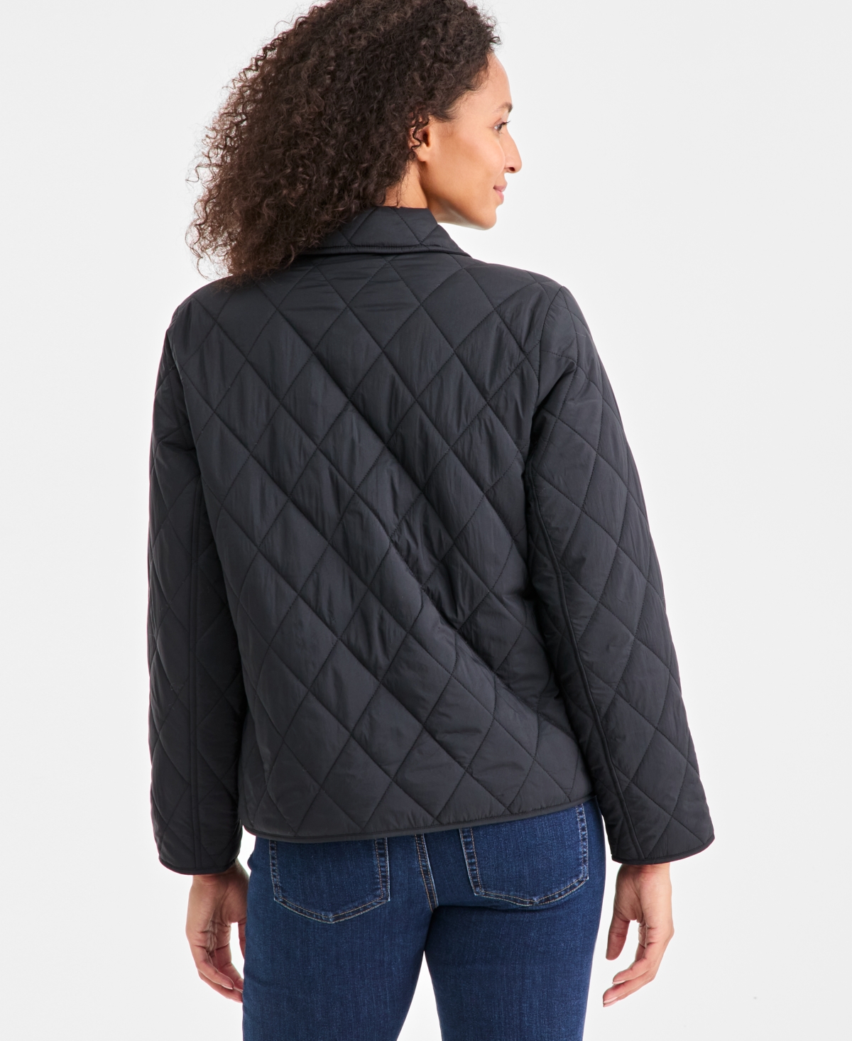 Style & Co Women's Quilted Utility Jacket, Macy's Exclusive In Black