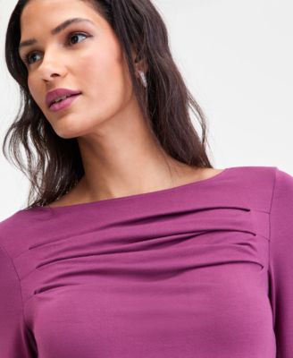 Women's Long-Sleeve Boat-Neck Knit Top, Macy's Exclusive