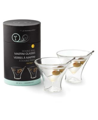 Hand-Blown Stemless Martini Glasses, Set of 2