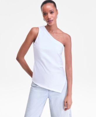 I.N.C. International Concepts - Women's One-Shoulder Asymmetrical Cotton Tank Top