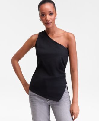 I.N.C. International Concepts - Petite Cotton One-Shoulder Asymmetric Tank Top