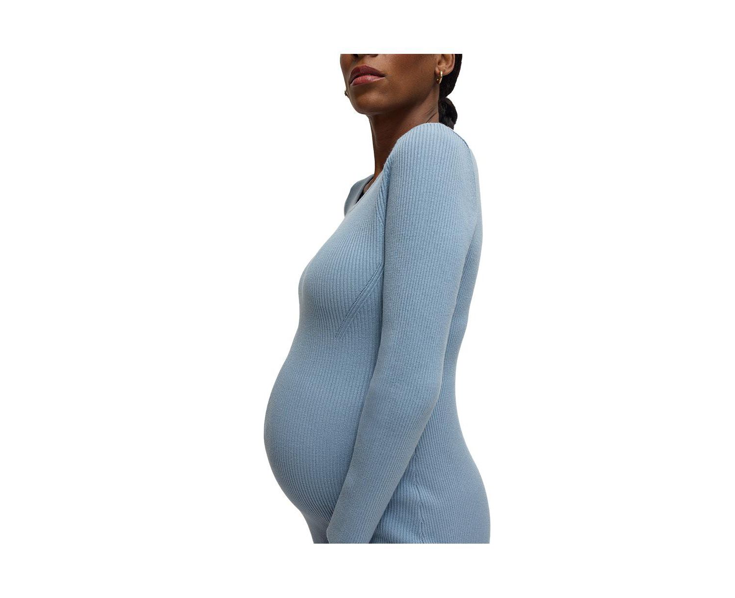 Maternity Long Sleeve Midi Sweater Dress