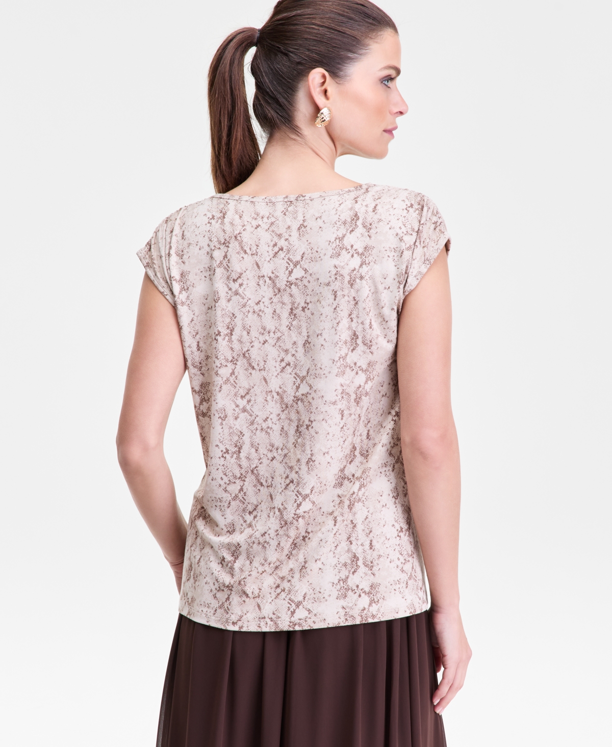 I.n.c. International Concepts Women's Ruched-Shoulder Cap-Sleeve Top, Macy's Exclusive