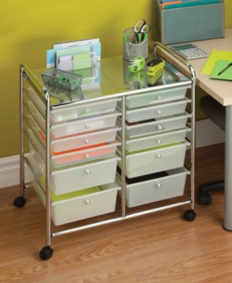 Honey Can Do Rolling Storage Cart and Organizer, 12 Plastic Drawers