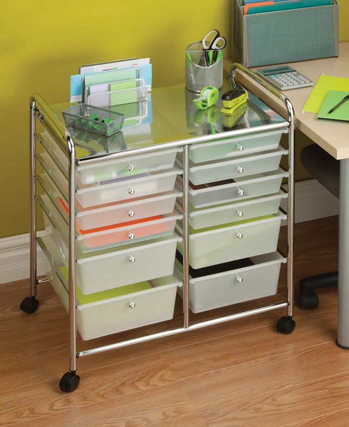 Honey Can Do Rolling Storage Cart and Organizer, 12 Plastic Drawers
