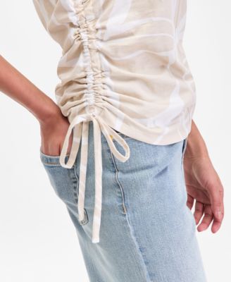 Petite Cotton Side-Ruched Top, Macy's Exclusive