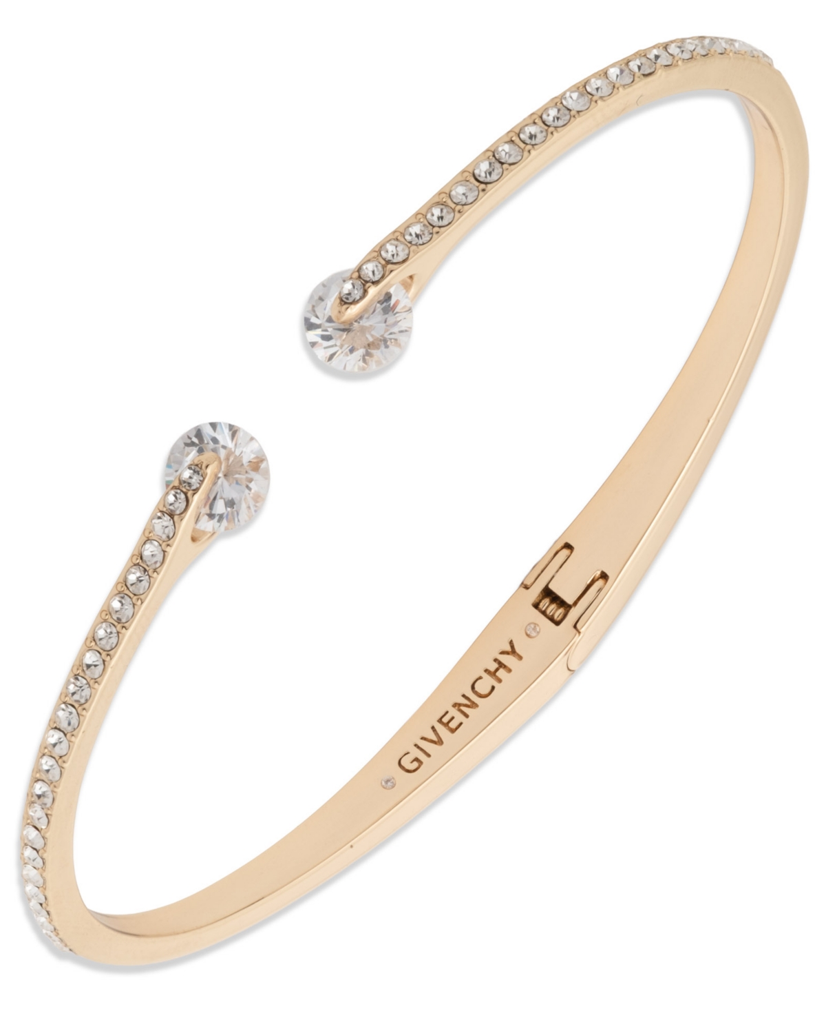Givenchy Cubic Zirconia Crystal Stone Gold-tone Cuff Bracelet In Gold
