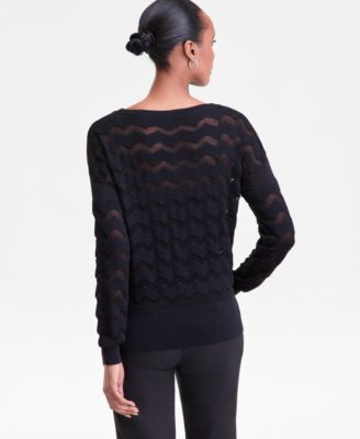 Women's Chevron Stitch Boat-Neck Sweater, Macy's Exclusive