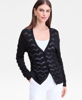 Women's Sheer Chevron Stripe Cardigan, Macy's Exclusive
