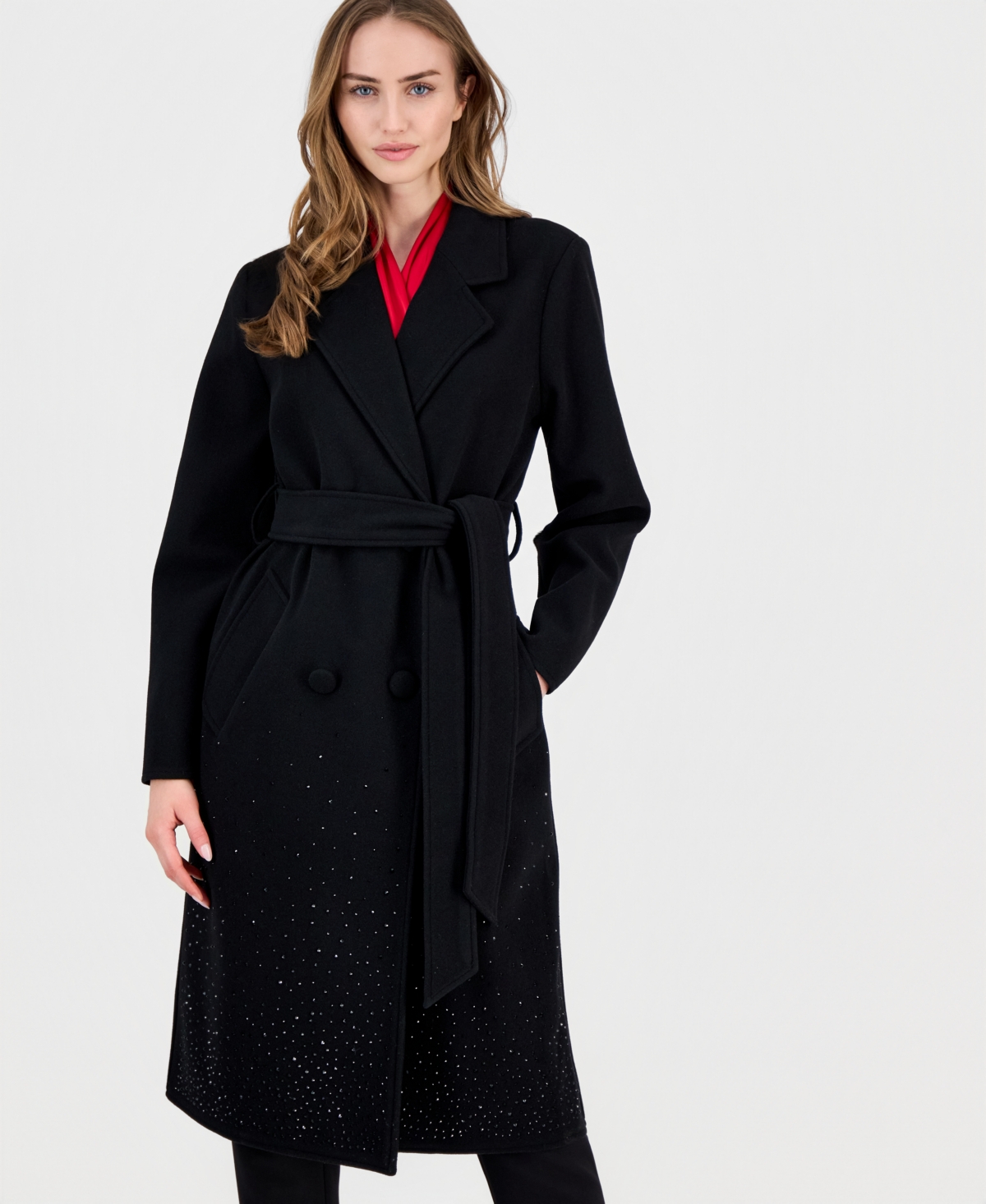 T Tahari Women's Double-Breasted Embellished Coat