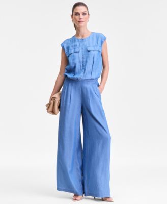 Women's Extended-Shoulder Chambray Utility Shirt, Macy's Exclusive