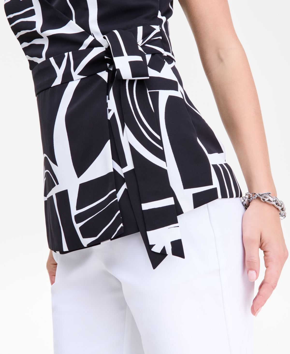 I.n.c. International Concepts Women's Printed Sleeveless Wrap Top, Macy's Exclusive