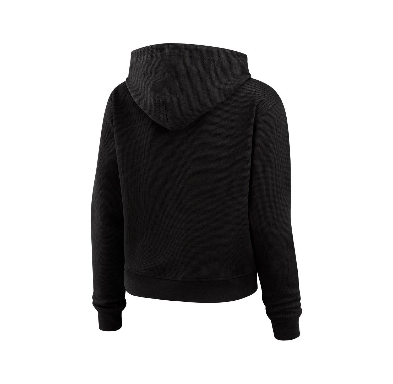 Women's Black Pittsburgh Penguins Waffle-Knit Pullover Hoodie