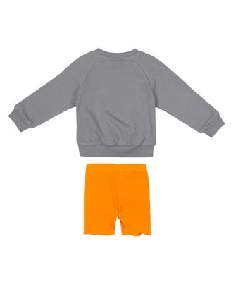 Girls Toddler 2-Piece Gray/Tennessee Orange Tennessee Volunteers Beta Fleece Sweatshirt and Shorts Set