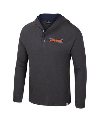 Men's Charcoal Auburn Tigers Dujour Raglan Long Sleeve Henley Hoodie T-Shirt