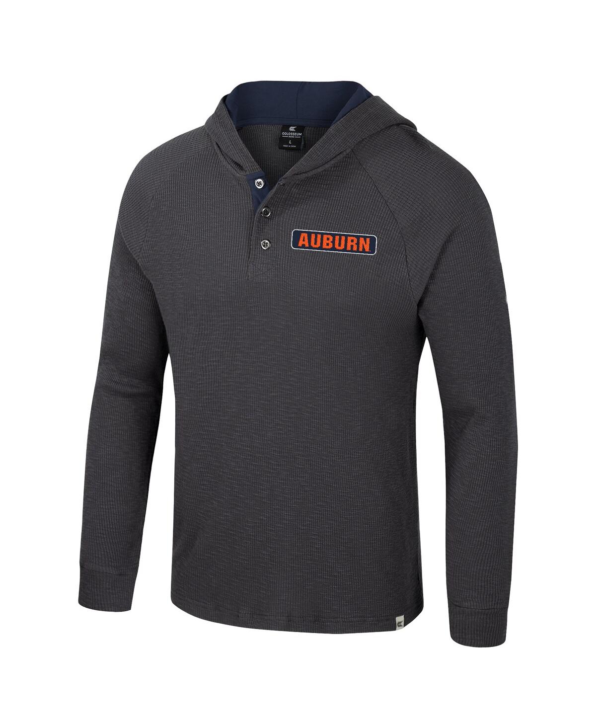 Colosseum Men's Charcoal Auburn Tigers Dujour Ralgan Long Sleeve Henley Hoodie T-Shirt