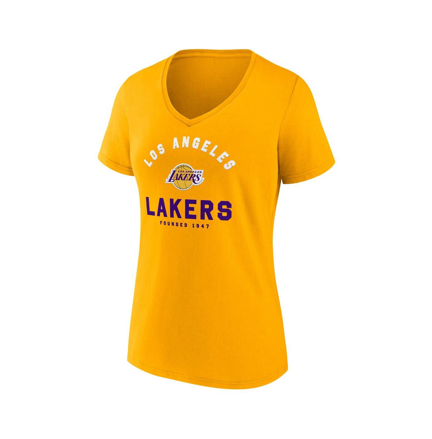 Женская футболка Logo Athletic Gold Los Angeles Lakers Unrivaled V-Neck — фото 2