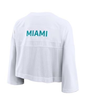 Women's White Miami Dolphins Primetime Cropped Mesh Dri-FIT Fashion Jersey