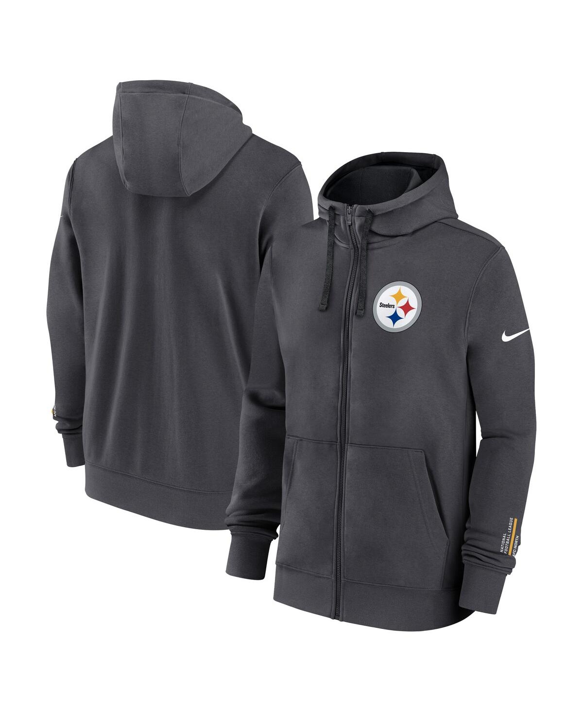 Nike Anthracite Pittsburgh Steelers Primetime Club Full-zip Hoodie In Gray