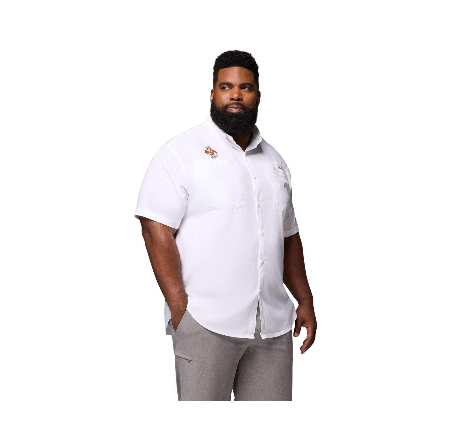 Men's White Tennessee Volunteers Big & Tall Tamiami Omni-Shade Button-Down Shirt