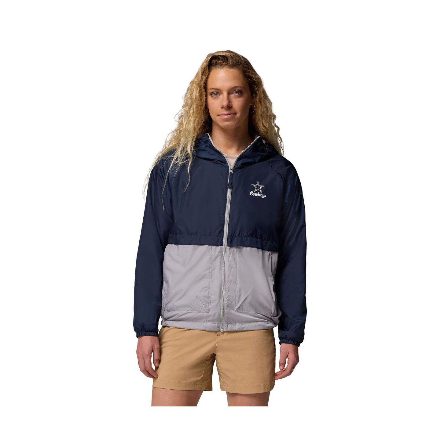 Женские худи Columbia Navy/Gray Dallas Cowboys Spire Windbreaker Jacket — фото 1