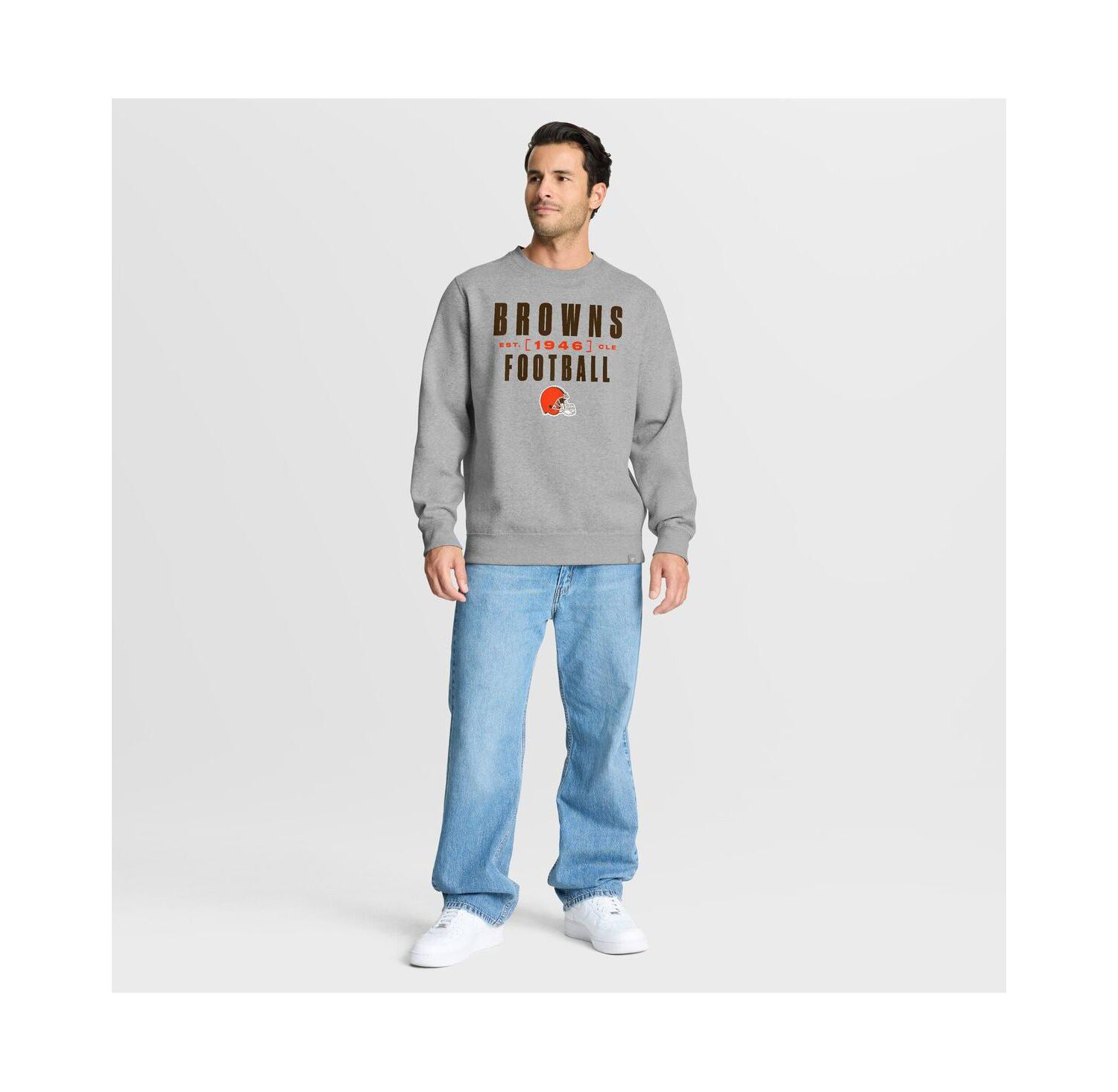 Men's Heather Gray Cleveland Browns Powerful Throw Legacy Pullover Sweatshirt