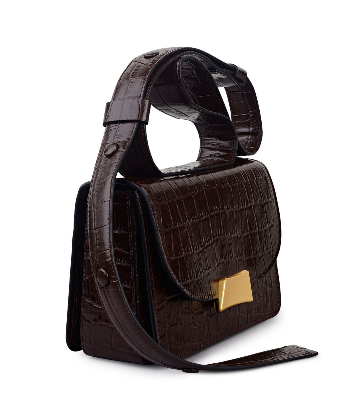 Radley London The Belsize Croc Small Flapover Shoulder Bag In Brown