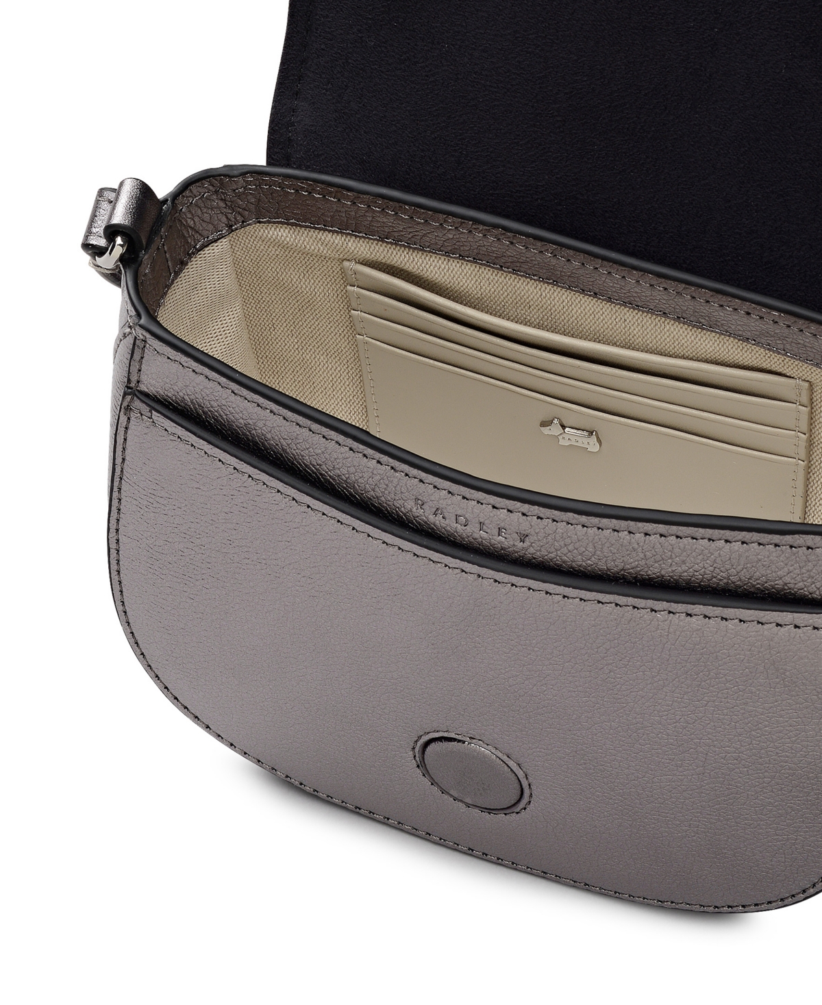 Radley London Liverpool Gardens Metallic Mini Flapover Crossbody Bag In Gray