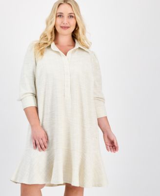 Plus Size Textured Button-Front Dress