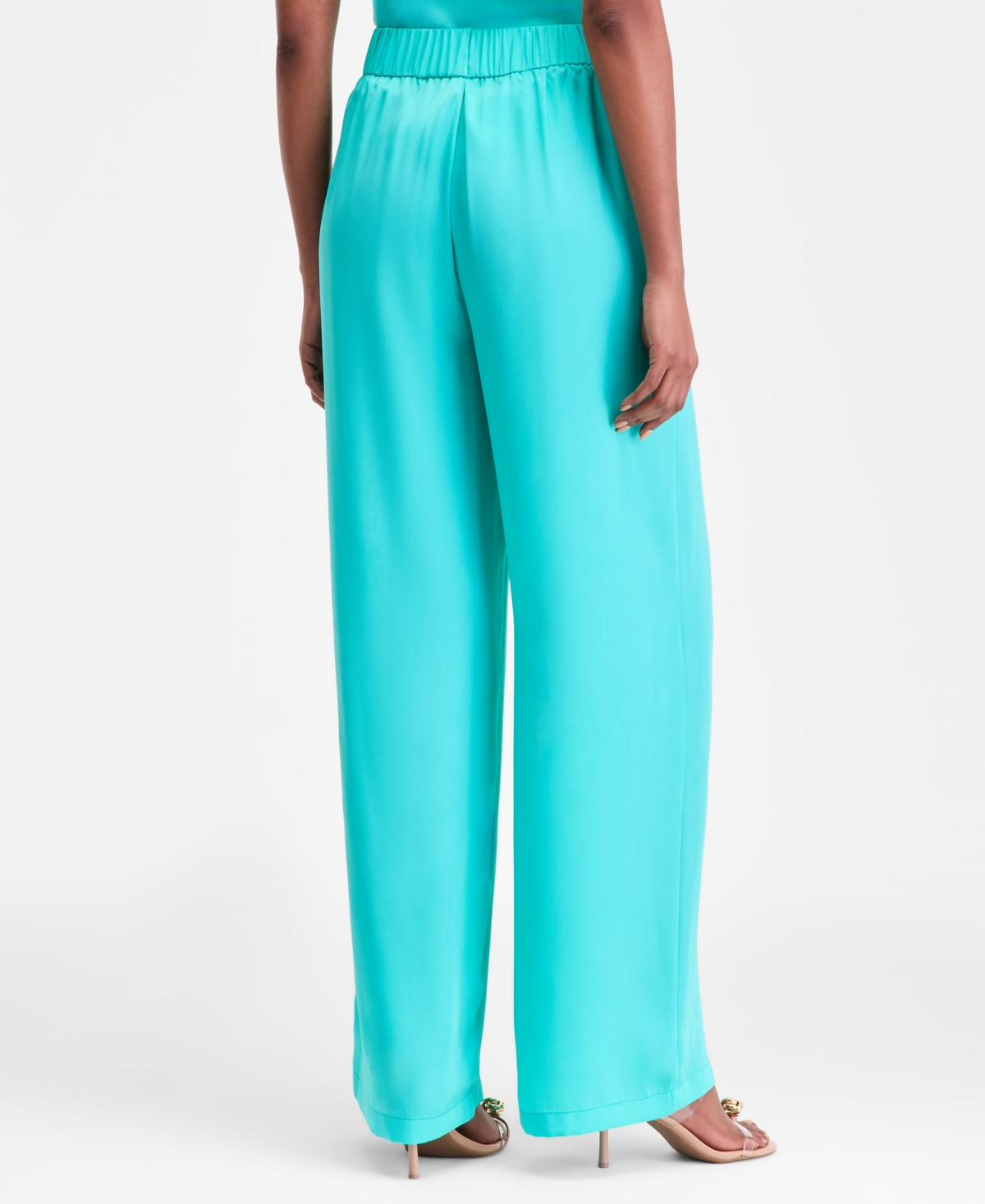 Inc International Concepts Women's High-rise Satin Palazzo Pants, Exclusively At Macy's In Blue