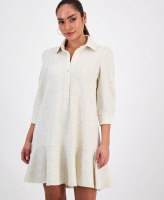 Petite Textured Button-Front Dress