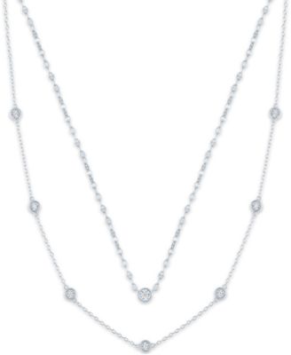 2-Pc. Diamond Necklace Set (1/6 ct. t.w.) in 14K Yellow Gold over Sterling Silver (also in Sterling Silver)