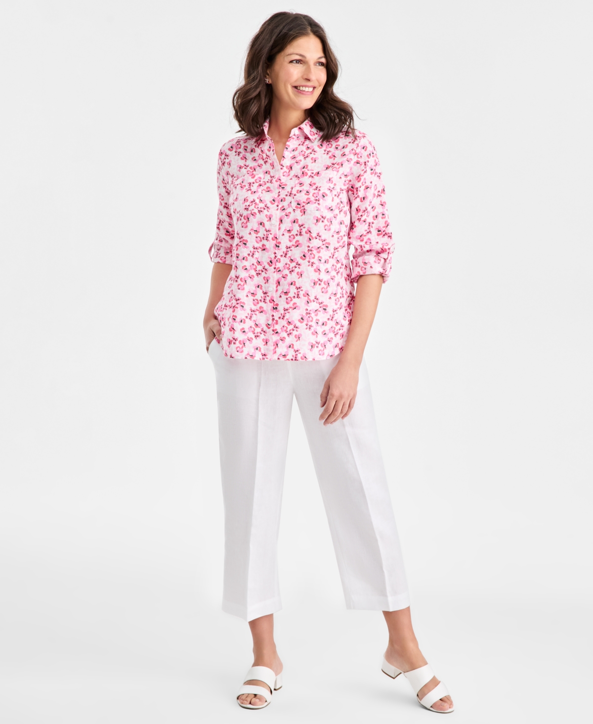 Charter Club Petite Poppy Floral Shirt, Macy's Exclusive In Multi