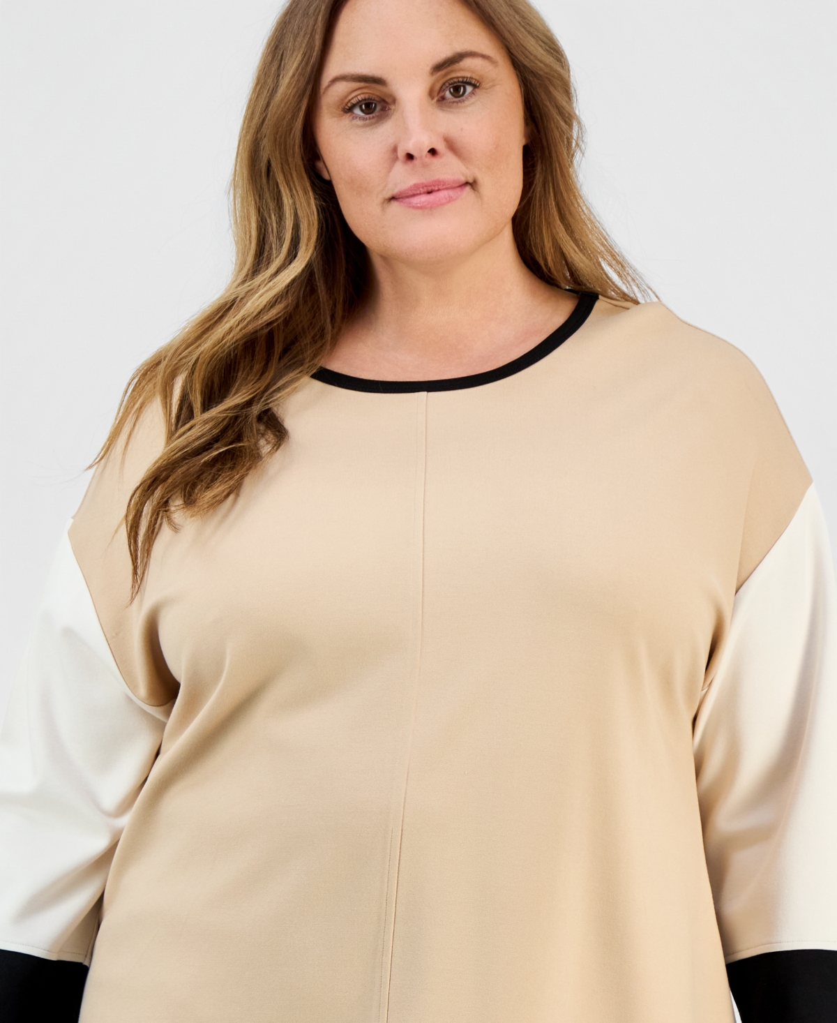 Jones New York Plus Colorblock Dolman-Sleeve Top