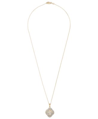 Diamond Baguette & Round Oval Pendant Necklace (1 ct. t.w.) in 14K Yellow Gold, Macy's Exclusive