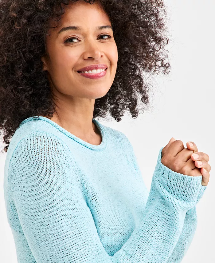 Women's Tape Yarn Roll Neck Sweater - thumbnail 10