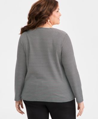 Plus Size Scoop-Neck Long-Sleeve Knit Top, Macy's Exclusive