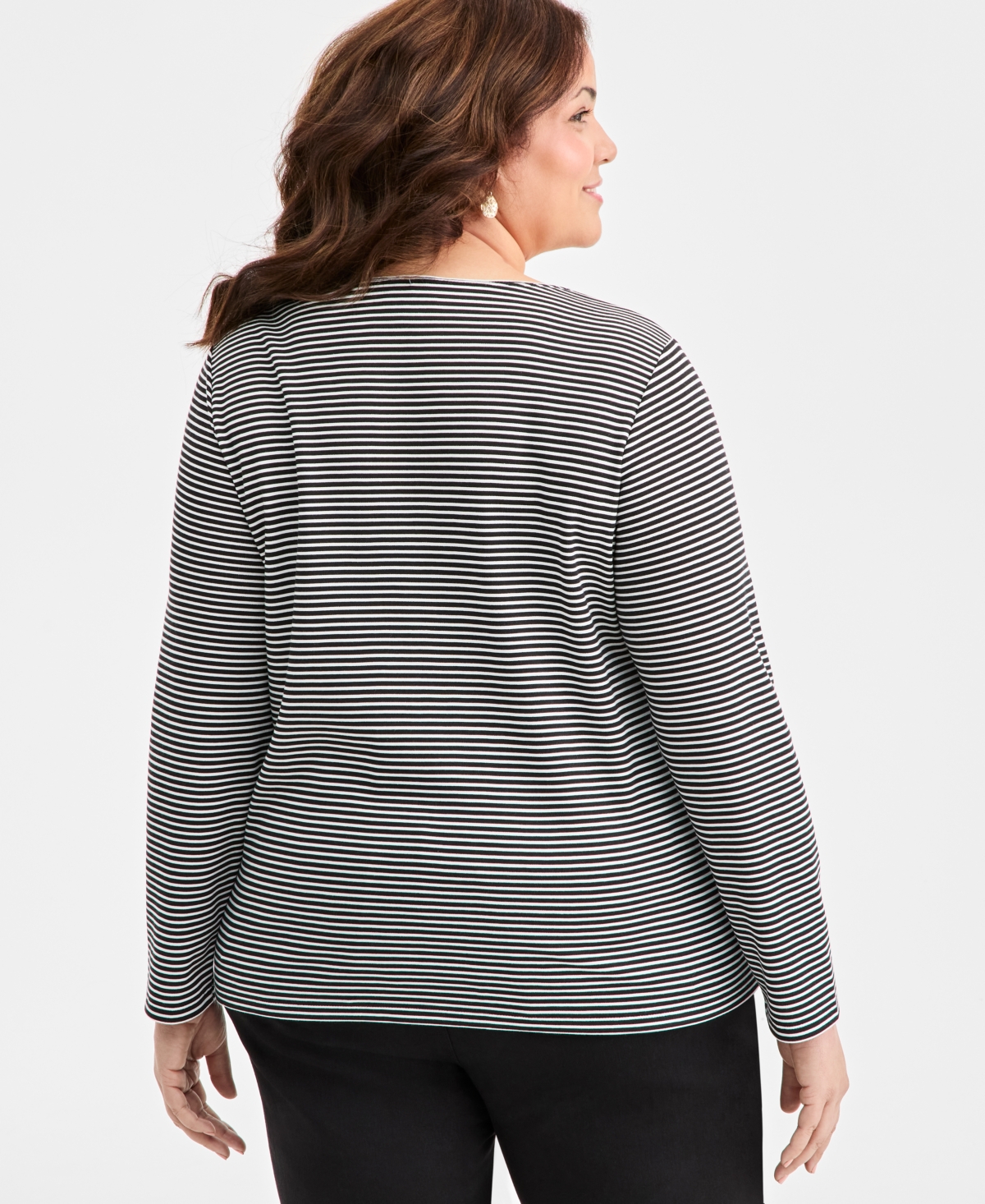 Style & Co Plus Scoop-Neck Long-Sleeve Knit Top