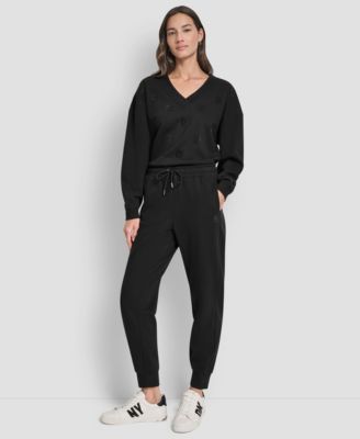 Women's Stacked Mini Rhinestone Logo Relaxed Cuff Jogger