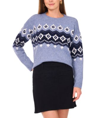 Women's Crewneck Fair Isle Long-Sleeve Sweater