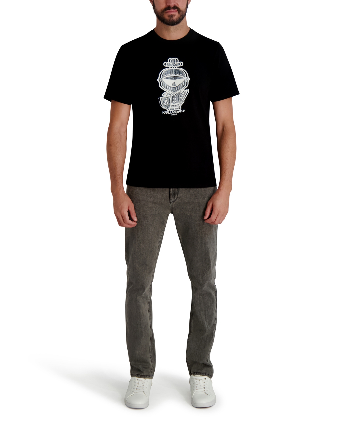 Karl Lagerfeld Paris Men's Armor Dragon Skin Printed T-Shirt - Black